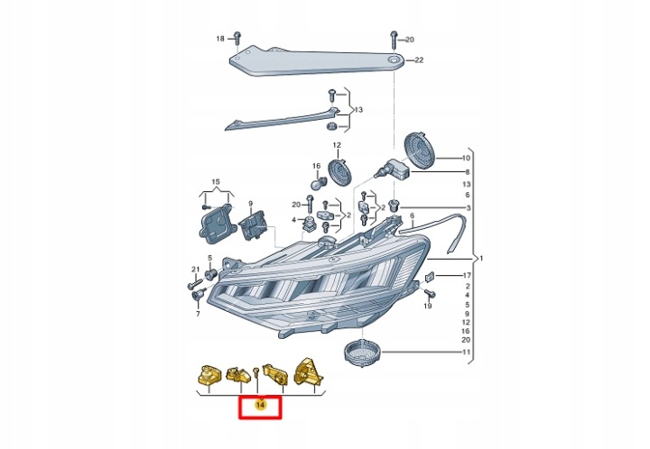 VW PASSAT B8 3G5 KIT RÉPARATION SUPPORT PHARES GAUCHE 3G0998225A