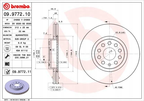 DISCOS ZAPATAS PARTE DELANTERA BREMBO SKODA SUPERB 3 UNIVERSAL 