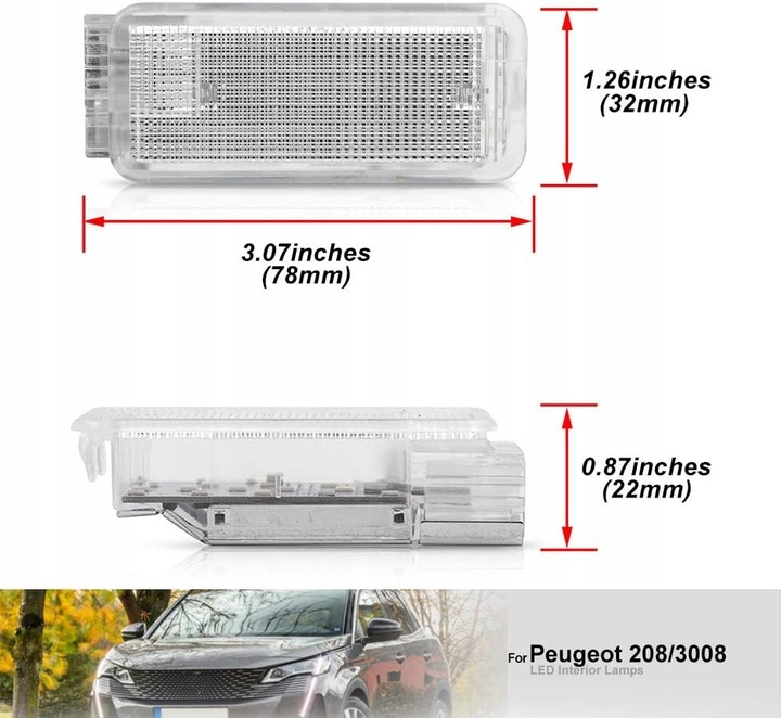 ILUMINACIÓN INTERIOR DIOPARA LUMINOSO LED PARA DE MALETERO GUANTERA DE PUERTA PEUGEOT 206 207... 