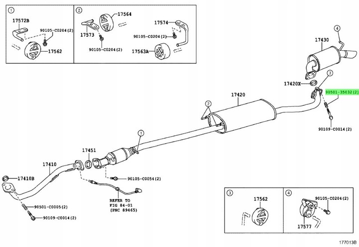 RESORTE SUJECIÓN DE ESCAPE LEXUS IS200 IS300 IS220D RX300 RX450H OEM TOYOTA 