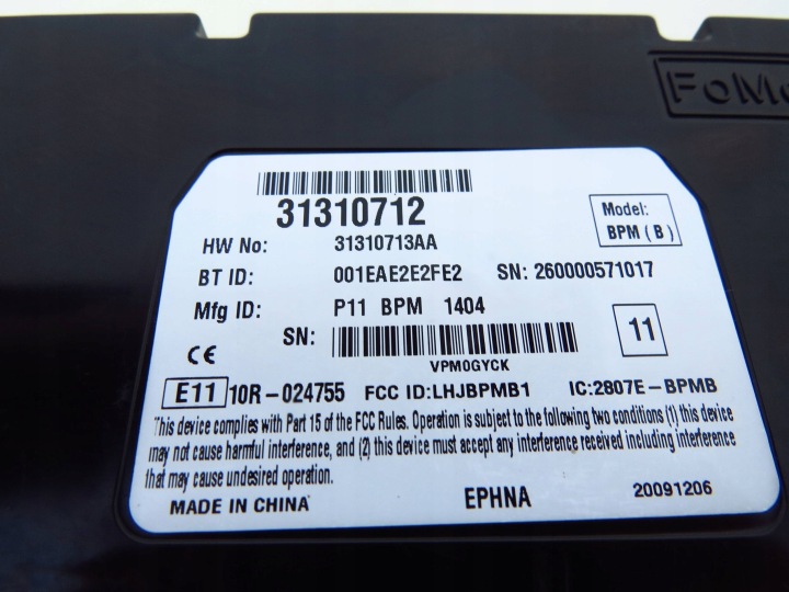 MODULE CONTRÔLEUR BLUETOOTH 31310712 VOLVO XC60 I V70 III S80 II