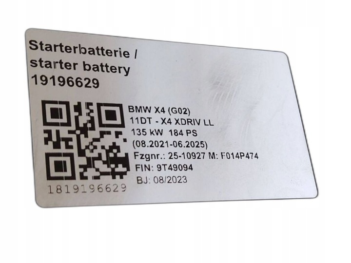 BATTERIE FOR BMW X4 OEM: 9381776