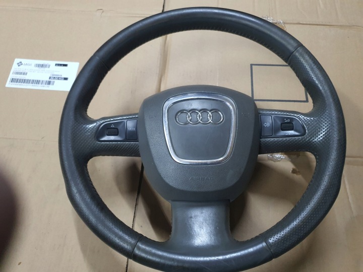 AUDI A6 C6 A8 Q7 VOLANT AVEC COUSSIN À TROIS BRAS COULEUR GRISE CUIR 19-11