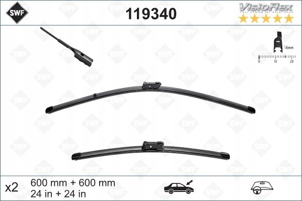 2 PIEZAS LIMPIAPARABRISAS ESCOBILLAS BEZPRZEGUBOWE 119340 SWF VW 