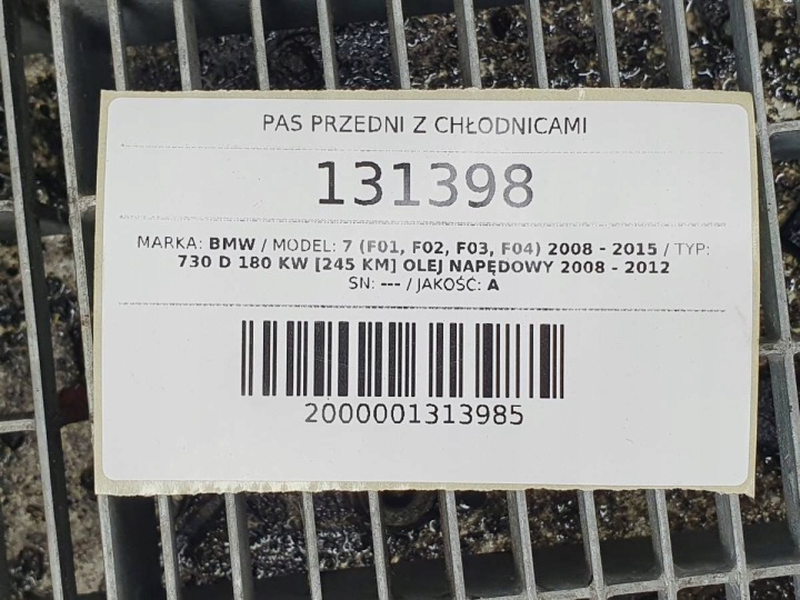PANNEAU AVANT COMPLET AVEC RADIATEURS BMW 7 F01 3.0 D 245