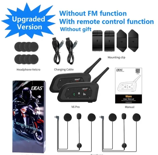 2 PIEZAS EJEAS V6 PRO BLUETOOTH INTERKOM PARA MOTOCICLETA 