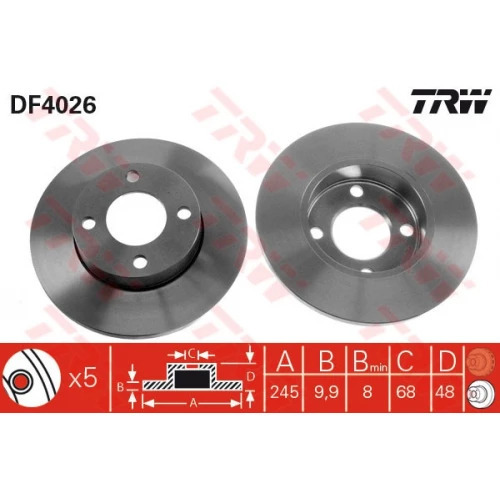 TRW DF4026 DISCOS DE FRENADO JUEGO 2 SZT. 