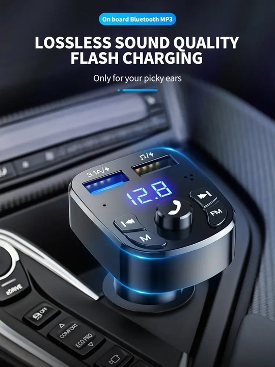 TRANSMISOR AUTO FM BLUETOOTH DISPOSITIVO DE CARGA MP3 