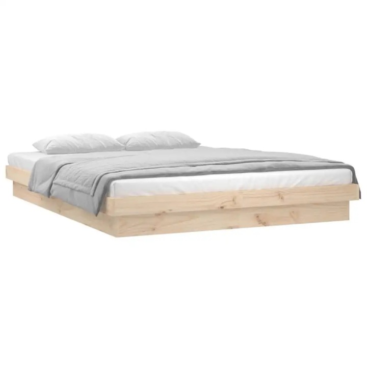VIDAXL CHÂSSIS ROULEMENTS AVEC LED 150X200 CM, KING SIZE, LITE BOIS