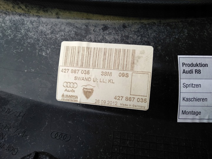 фото №5, Обивка правая левая корпус стойка audi r8 рестайлинг