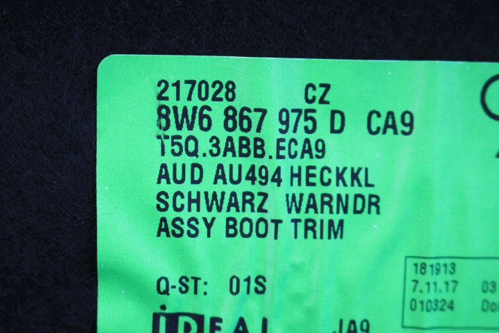 фото №6, Audi s5 f5 обивка крышки багажника купе 17r