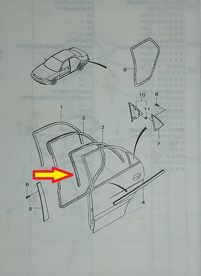 фото №2, Прокладка рамки дверь зад правые daewoo nubira 1/ 2 sedan