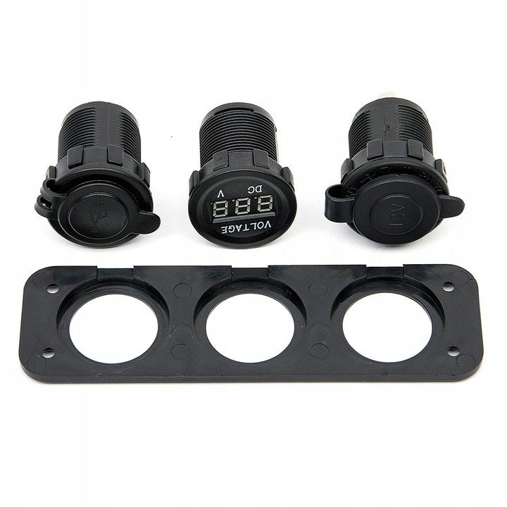 фото №13, Панель вольтметр зарядний пристрій 2x usb 3,1a 3w1 гніздо прикурювача автомобільні