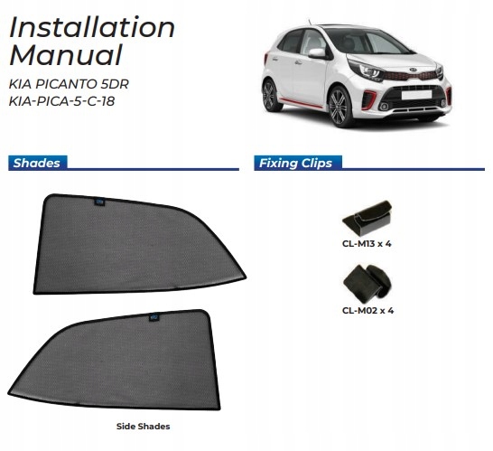 фото №13, Шторки стёкла боковые kia picanto 5d 18- защитные накладки ролеты солнцезащитный
