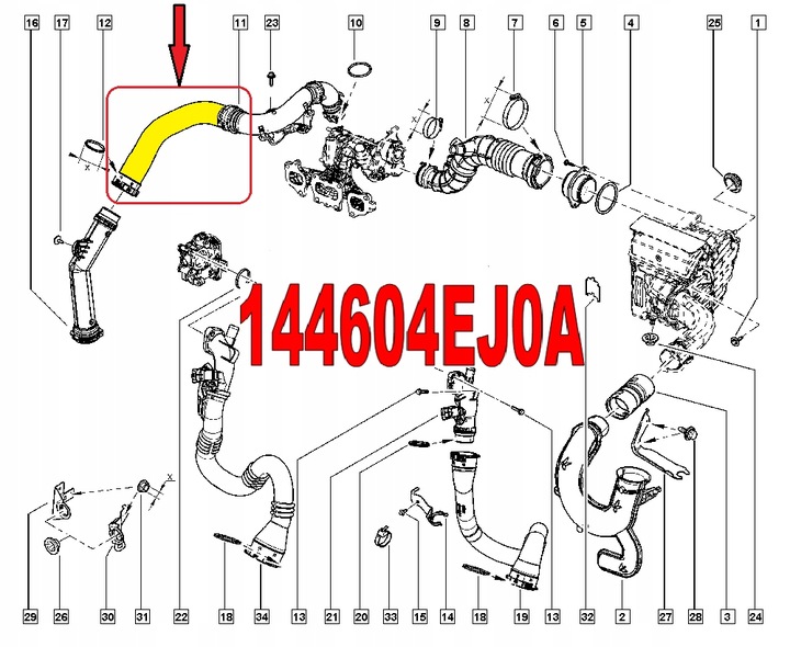 фото №10, Труба шланг повітропровід повітря повітропровід qashqai 1.2 dig-t 144604ej0a 144604ej0c