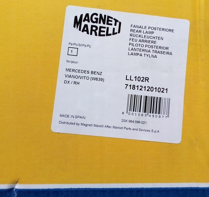 фото №6, Магнит mareli лампа правый зад mercedes vito viano