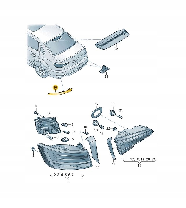 фото №3, Светильник отражающие отражатель задний левый audi a4 b9
