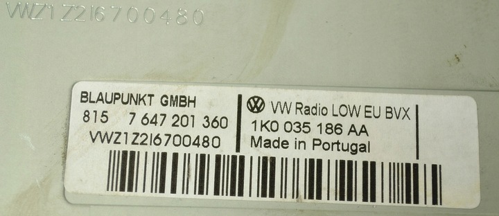 фото №5, Vw радио cd 1k0035186aa 7647201360 8157647201360