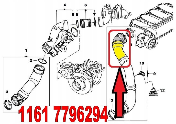 фото №12, Труба шланг шланг do клапана egr bmw 5 e60 e61 530d