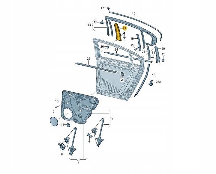 фото №2, Накладка рама двері стійка b vw passat b6 b7 права