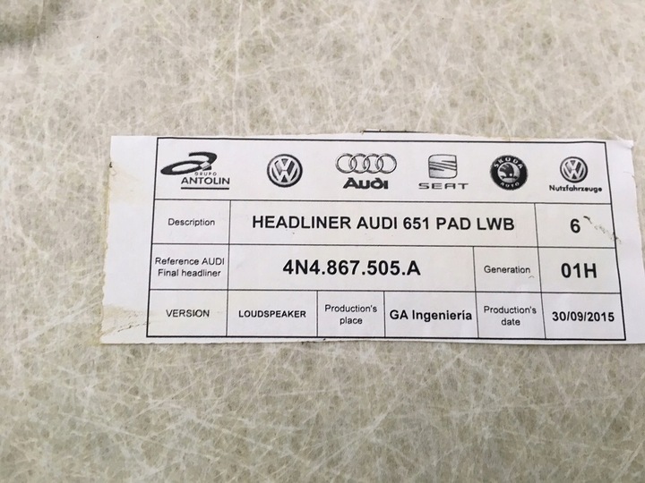 фото №13, Audi a8 d5 18- потолок 4n4867505a оригинальная