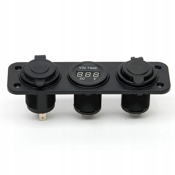 фото №14, Панель вольтметр зарядний пристрій 2x usb 3,1a 3w1 гніздо прикурювача автомобільні