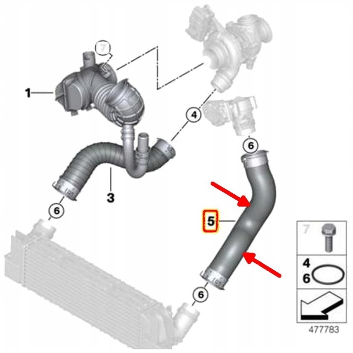фото №8, Bmw x5 f15 25d 25dx труба шланг turbo интеркулер