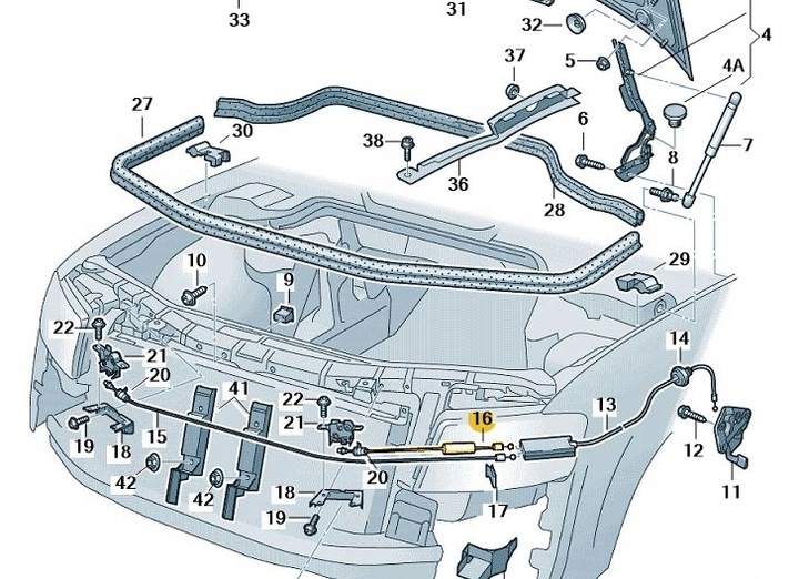 фото №9, Трос відкривання капота передній ліва audi a8 d3
