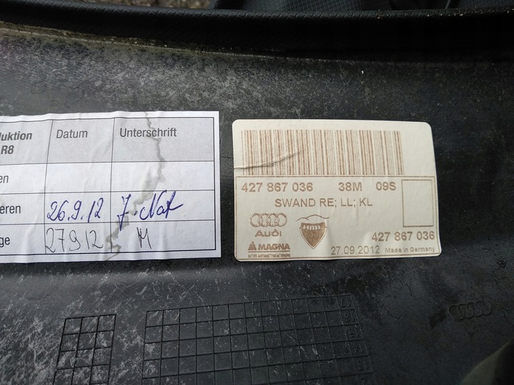 фото №8, Обивка правая левая корпус стойка audi r8 рестайлинг