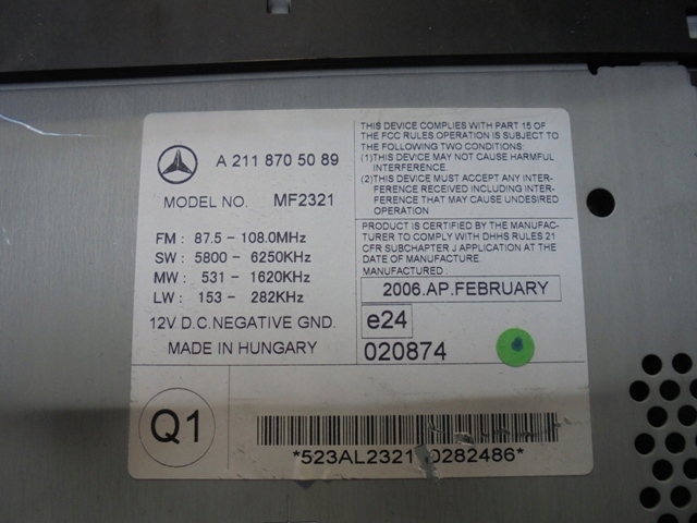 фото №8, Радіо cd mercedes w211 cls w219 mf2321