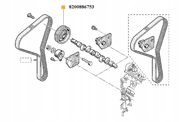 фото №5, Колесо розподільний вал renault megane / scenic ii iii 1.9dci 130km 886753 + гвинт