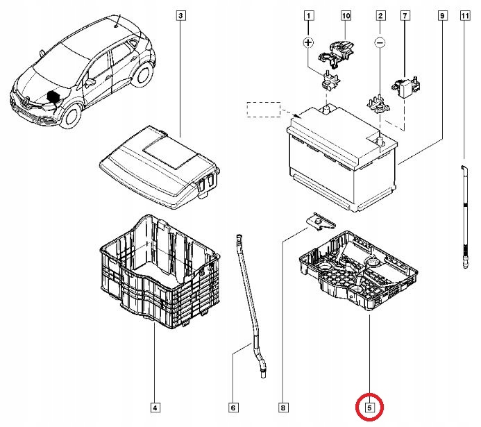 фото №3, Основание акумулятора renault clio iv 4, captur i 1 оригинальный номер aso