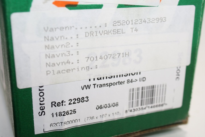 фото №7, Полуось vw transporter t4 2,5 701407271h sercore