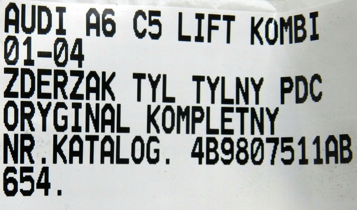 фото №14, 654.zderzak зад audi a6 c5 рестайлінг універсал avant pdc kp