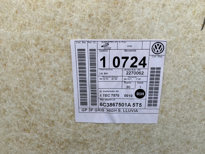 фото №8, Потолок vw polo 6c 6r 3 дверь 6c3867501a