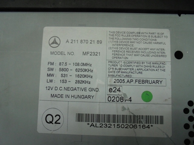 фото №6, Радіо cd mercedes w211 cls w219 mf2321