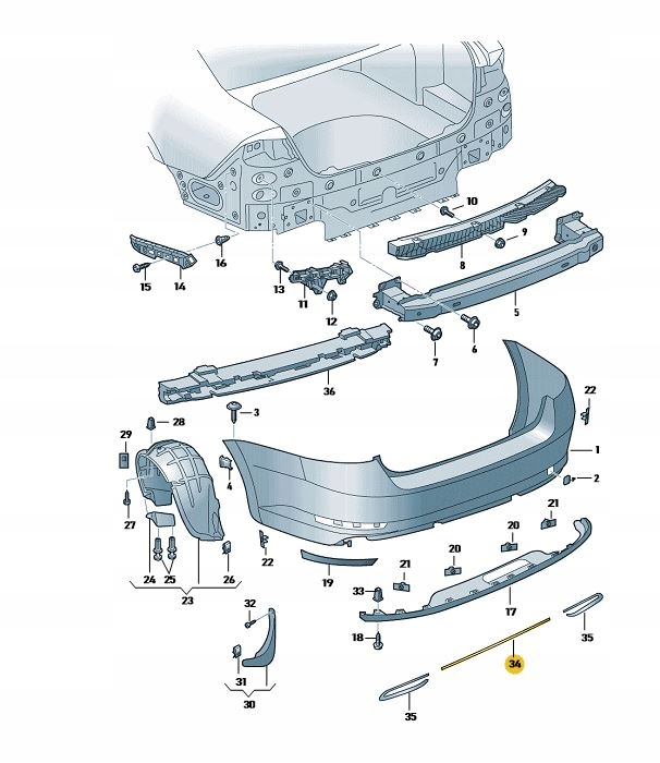 фото №1, Планка декоративна бампер зад хром skoda superb 3