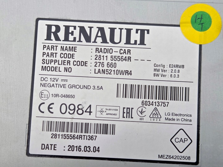 фото №10, Renault clio iv радіо навігація 281155564r lan5210wr4 з код 2016r
