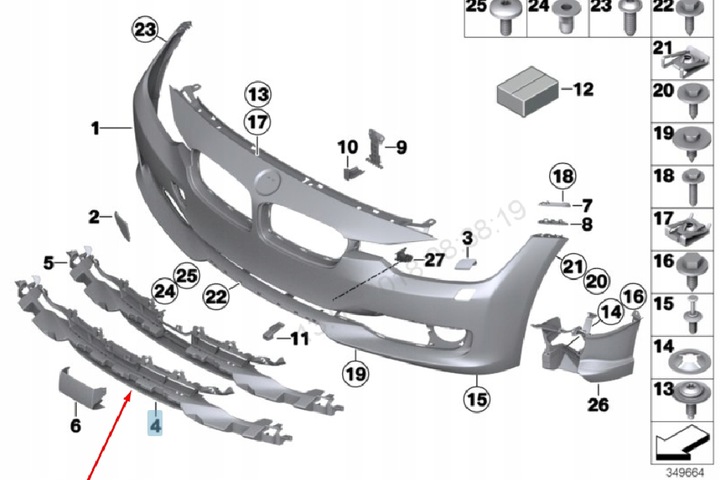 фото №10, Bmw 3 f30 нижня захист бампера передньої 51117263478 7263478 2014
