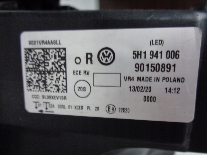 фото №10, Лампа правая фара vw golf viii 8 5h 5h0 20- led