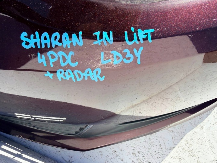 фото №11, Sharan 7n рестайлінг бампер передній перед фіолетовий бордовий ld3y 4 pdc + решітка p