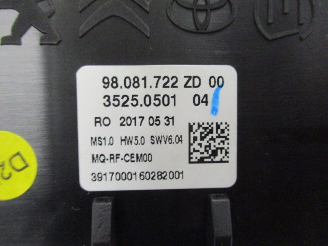 фото №13, Peugeot expert 17- панель климат-контроля 98081722zd