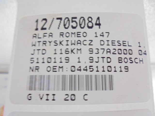 фото №8, Alfa romeo 147 инжектор дизель 0445110119 1,9jtd