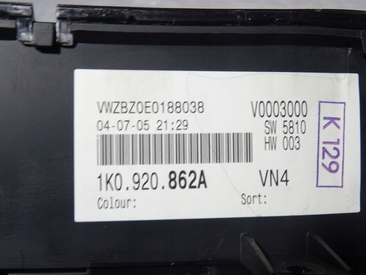 фото №10, Комп'ютер спідометр  набір vw golf v 5 1k0 2.0 fsi blx 1k0920862a 06f906056de