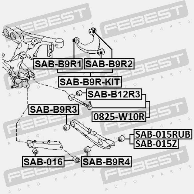 фото №15, Сайлентблок задньої важіль верхньої комплект subaru tribeca w10 | sab-b9r2 febe