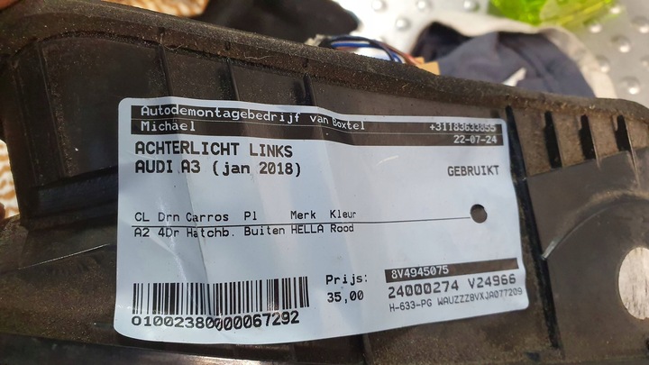 фото №8, Лампа зад левая audi a3 рестайлинг sportback 8v4945075 16-