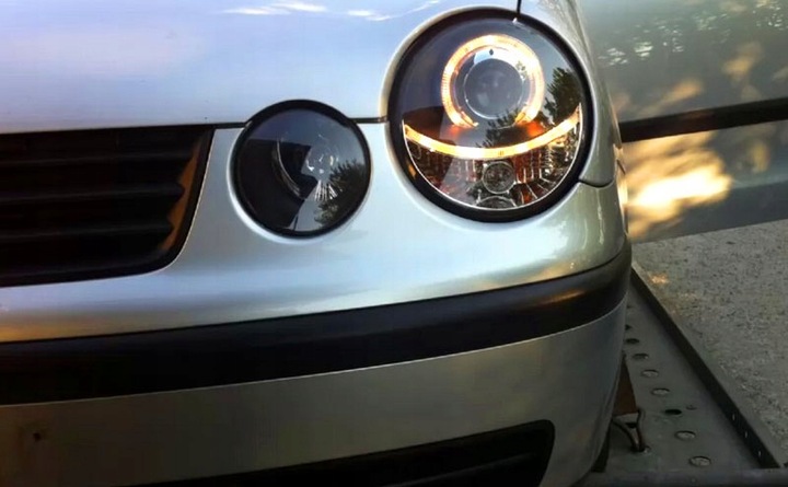 фото №13, Vw polo iv 9n 01-05 лампы фары чёрный кольца