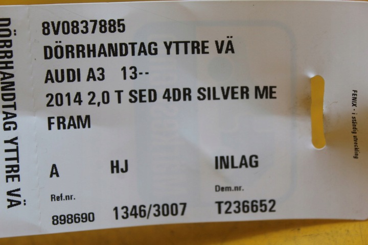 фото №13, Ручка наружная левый перед audi a3 8v 5n0837017d