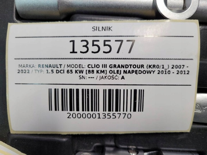 фото №9, Двигатель комплектный renault clio iii 1.5 dci 88km k9k677