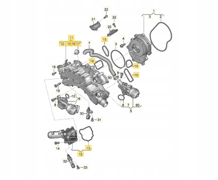 фото №2, Оригінальний номер audi 057121111aa термостат з корпус audi q7/q8